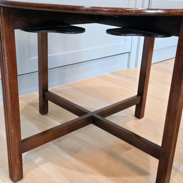 Mid 20th Century Fyne Ladye Nesting Cocktail Table Set – Round Mahogany Coffee Table With 4 Demilune Side Tables For Sale - Image 10 of 14
