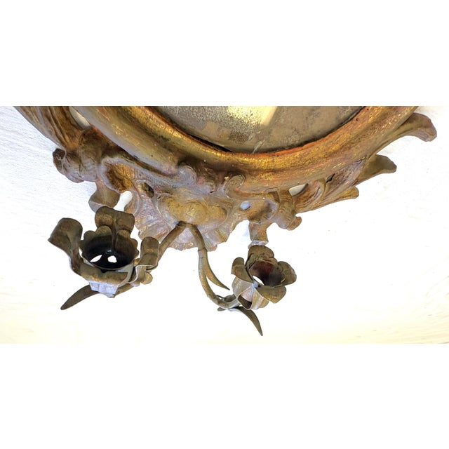 17th Century English Rococo Double Branch Candle Holder Wall Mirror For Sale - Image 13 of 18