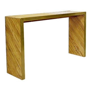 Italian Console Table in Brass and Bamboo For Sale