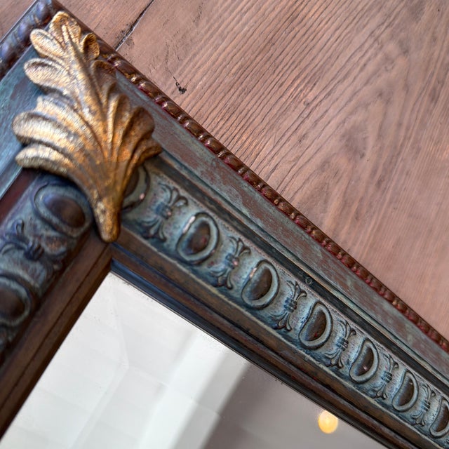 1990s Gilt and Verdigris Mirrored Serving/Vanity Tray For Sale - Image 5 of 8