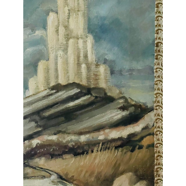 Art Deco Antique Oil on Canvas Painting Symbolism Dali Style For Sale - Image 3 of 8