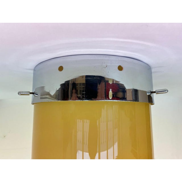 Metal Mid-Century Hotel Design Ceiling Lamp in Glass and Metal, Czechoslovakia, 1970s For Sale - Image 7 of 11