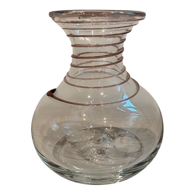 Late 20th Century Blenko Hand Blown Vase/Carafe With Amethyst Swirls For Sale