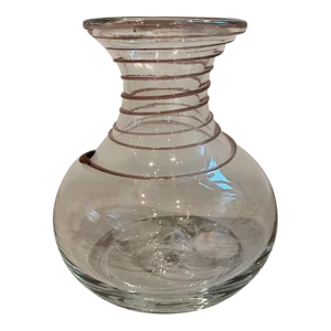 Late 20th Century Blenko Hand Blown Vase/Carafe With Amethyst Swirls