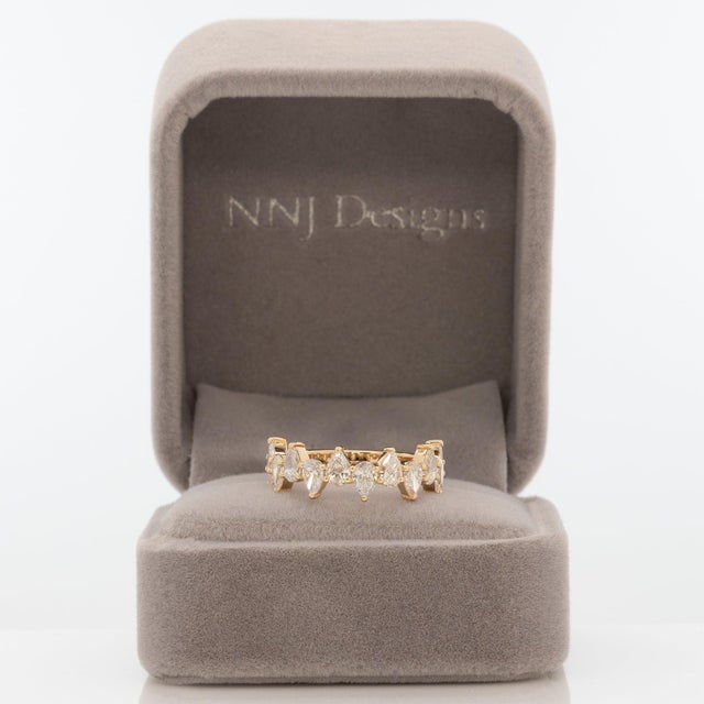 Modern 1.9Ct Diamond Band With Pear Lab Grown Diamonds in Solid 14k Gold, Pear Cut, Size 6.75 For Sale - Image 3 of 9