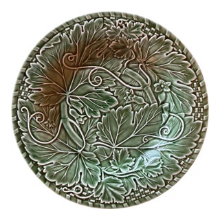 Late Twentieth Century Green Majolica Style Circular Platter by Bordallo Pinheiro For Sale