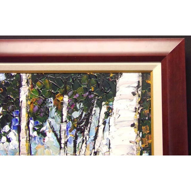 Maya Eventov Aspen Trees Original Acrylic Painting on Canvas Custom Framed Art For Sale - Image 4 of 6