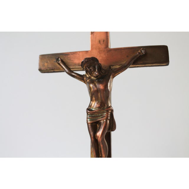 French Vintage Bronze Freestanding Crucifix For Sale - Image 3 of 11