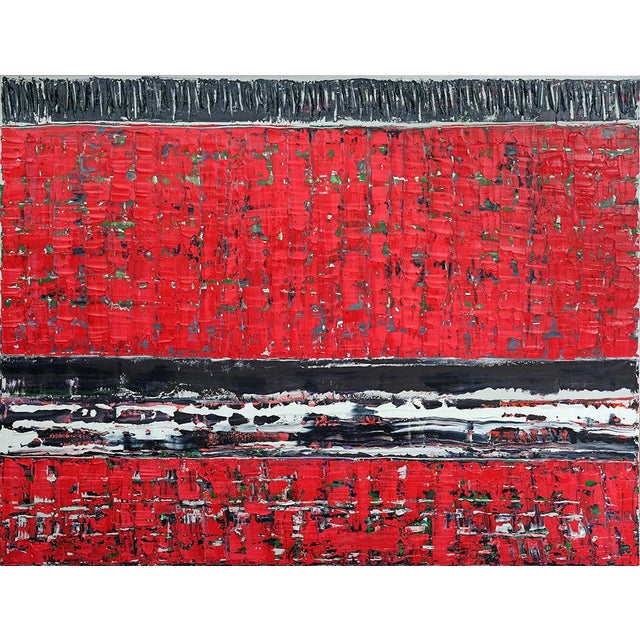 This large-scale original oil painting by Diane Grant reinterprets the visual language of the traditional kilim through an...