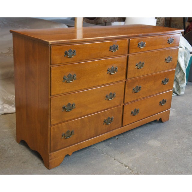 Baumritter Ethan Allen Heirloom American Maple Mirrored Dresser Chest of Drawer For Sale - Image 12 of 13