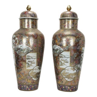 A Pair of Late 19th Century Japanese Satsuma Vases, For Sale