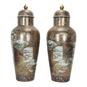 A Pair of Late 19th Century Japanese Satsuma Vases,