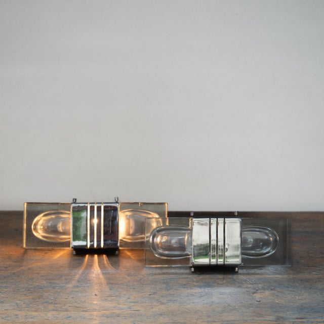 Murano Glass and Chromed Brass Wall Lights, Italy, 1970s, Set of 2 For Sale - Image 3 of 18