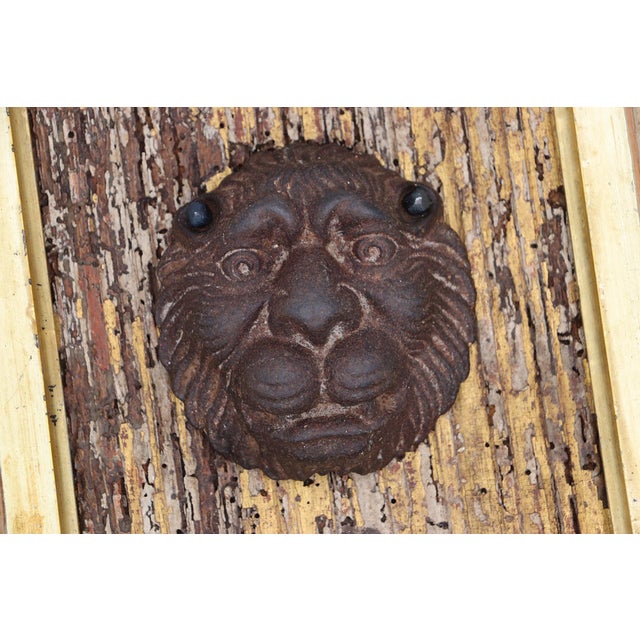 19th Century French Cast-Iron Lion Head Mounted on a Gilt Board and Frame For Sale - Image 4 of 15