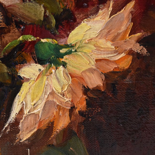 Kees Terlouw, Small Dahlias, Oil on Canvas, 20th Century, Framed For Sale - Image 8 of 11