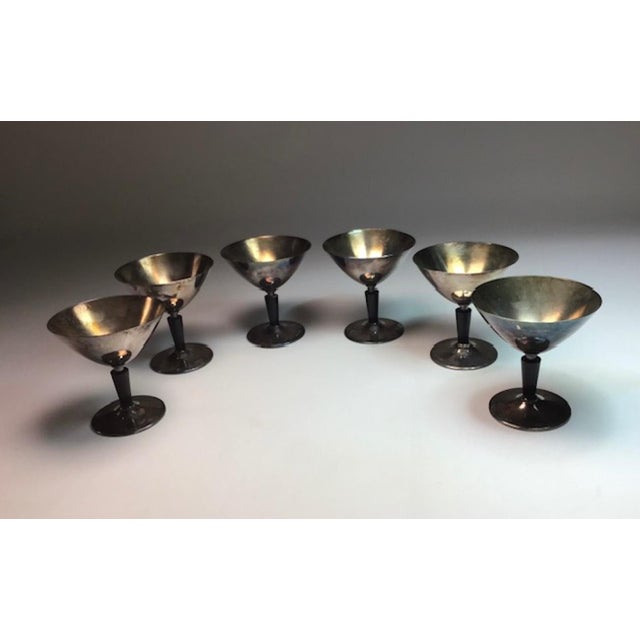 Modernist Metal Cocktail Glasses by Folke Arström for Gab, 1930s, Set of 6 For Sale - Image 4 of 11