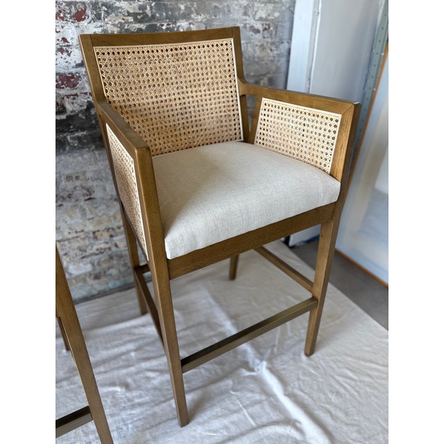 Wood and Cane Bar Stools (Set of 3) For Sale - Image 12 of 13