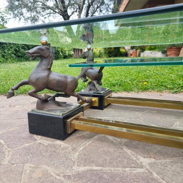 1970s Table with Bronze Horses from Maison Charles, 1970s For Sale - Image 5 of 13