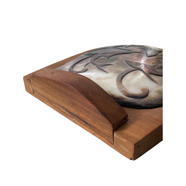 1970s 1970s Shell Hinge Lidded Walnut Wood Box Attributed to Alexandre Noll For Sale - Image 5 of 7