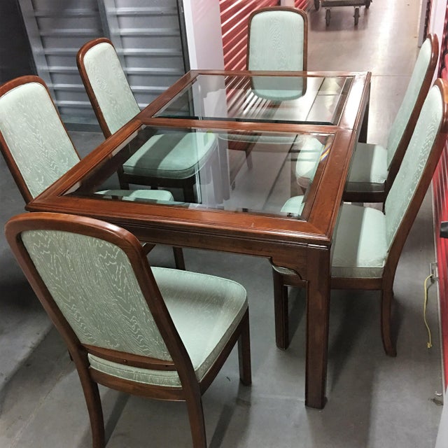 Ethan Allen Dining Table & Mint Green Chairs Chairish