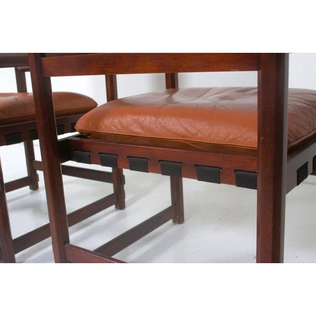 Wood Set of Small Leather Dining Chairs by Edward Wormley For Sale - Image 7 of 11