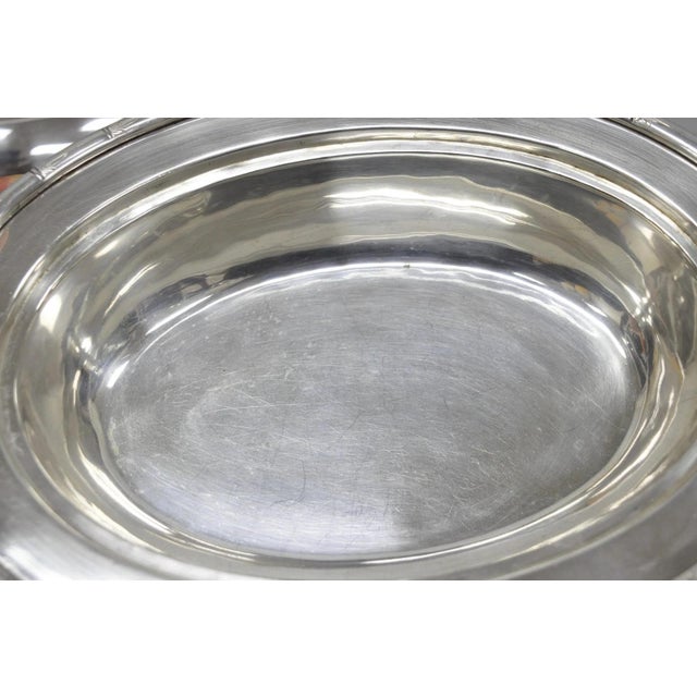 Vintage Hollywood Regency Silver Plated Faux Bamboo Oval Vegetable Serving Dish For Sale - Image 10 of 13