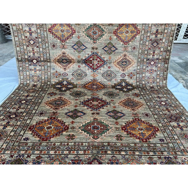 2000 - 2009 Hand-Knotted Afghan Kazak Wool Area Rug - 8'2" X 10' For Sale - Image 5 of 14