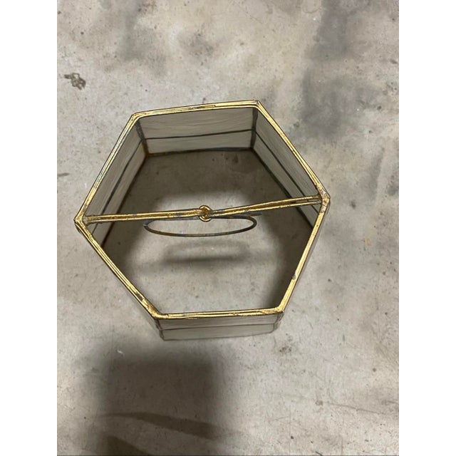 Vintage Modern Style Capiz Shell Hexagonal Lamp Shade For Sale In Pittsburgh - Image 6 of 10