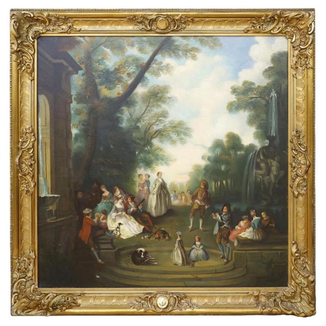 Fête Galante, Late 19th Century, Oil Painting on Canvas, Framed For Sale - Image 6 of 6