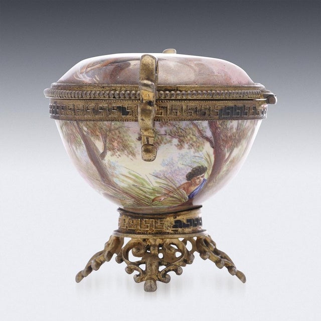 Late 19th Century 19th Century Austrian Silver & Enamel Lidded Bowl, Vienna, 1870s For Sale - Image 5 of 14