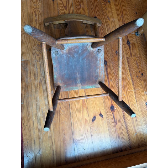 Brown Pair of Antique Primitive Farmhouse Chairs – Country Wooden Side Chair With Original Patina, Circa 1900 For Sale - Image 8 of 8