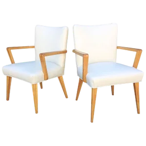 1940s Mid-Century Modern Ernst Schwadron Leather Open Armchairs - a Pair