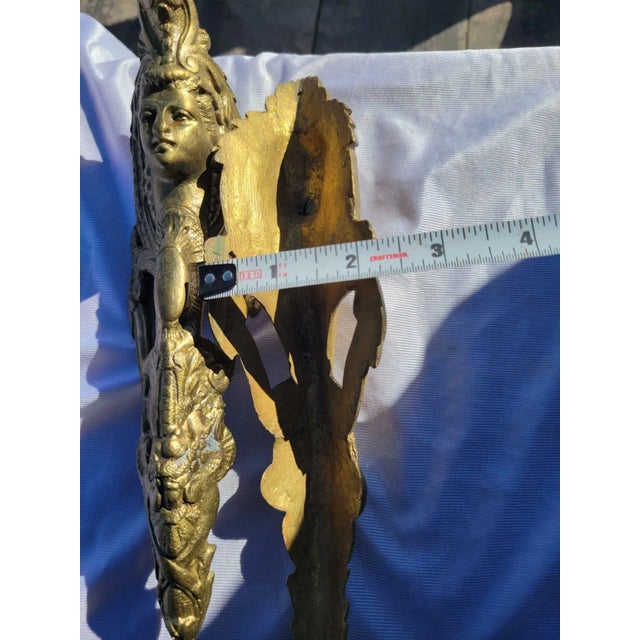19th C French Ormolu Bronze Mounts Pair Gilt Gold Female Face Appliques For Sale - Image 13 of 13