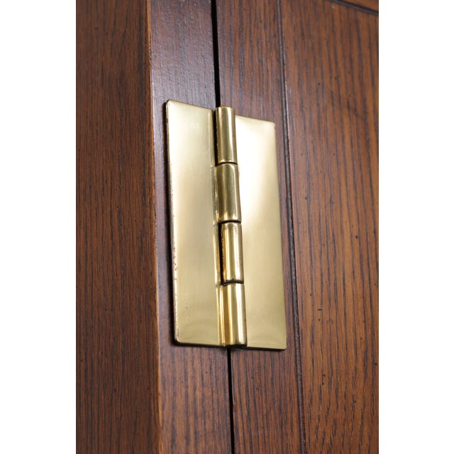 Henredon Campaign Style Oak Bedroom Armoire For Sale - Image 13 of 17