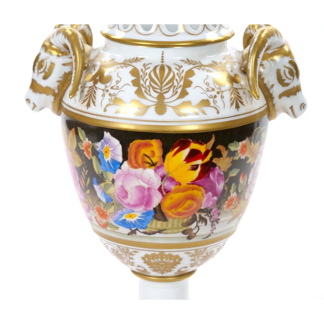 Ceramic Antique German Meissen Porcelain Painted & Gilt Decorative Covered Urn For Sale - Image 7 of 13