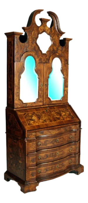 Antique Venetian Secretary in Burled Walnut with Inlaid, 1700