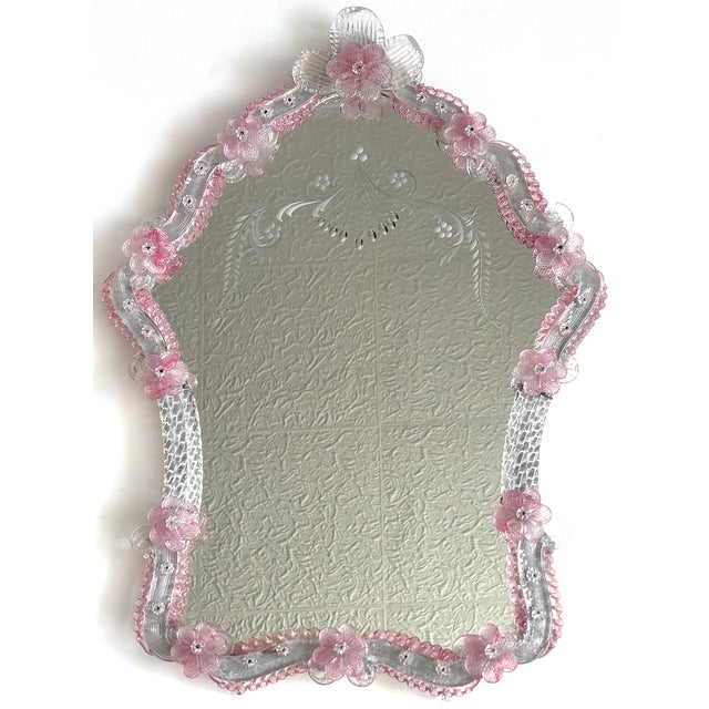Murano Glass Floral Mirror, 1960s, in Very Good conditions. Designed 1960 to 1969 I have official proof of authenticity...