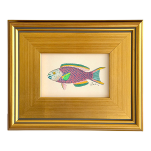 Original Hand-Painted Fish Painting in a Plein Air Frame