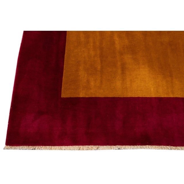 Antique Godenrod Art Deco Chinese Wool Rug 8 Ft 8 in X 11 Ft 5 In. For Sale - Image 9 of 13