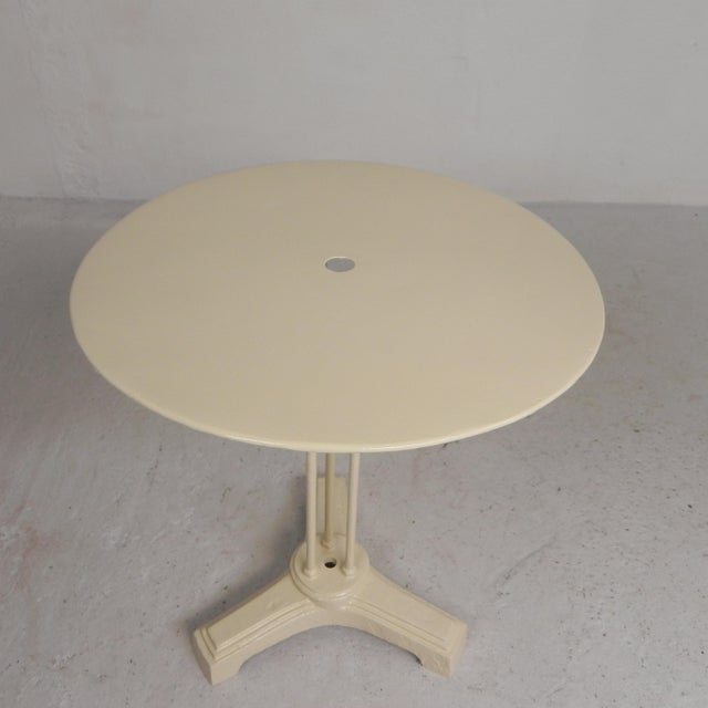 Bistro Table with Cast Iron Legs and Round Steel Top, 1930s For Sale - Image 6 of 18