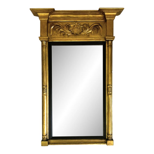 Early 20th Century Italian Wood Pier Mirror With Sunflower Detail For Sale