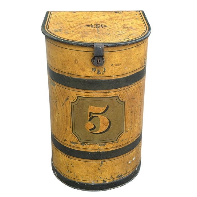 Huge Antique Painted Tole Tea Caddy or Flour Bin