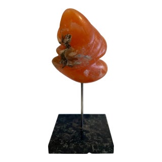 Carved Alabaster Stone on Marble Base Signed “ea” For Sale