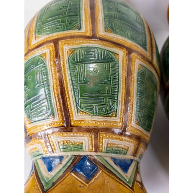 Early 20th Century Large Chinese Wucai Decorative Vases - a Pair For Sale - Image 12 of 13