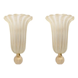 Murano Glass Wall Sconces with Gold Dust Inclusions, 2000, Set of 2 For Sale