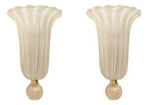 Murano Glass Wall Sconces with Gold Dust Inclusions, 2000, Set of 2