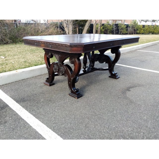 Early 20th Century Jacobean Antique Rockford Walnut Trestle Dining Table Sale 1279 For Sale - Image 5 of 10