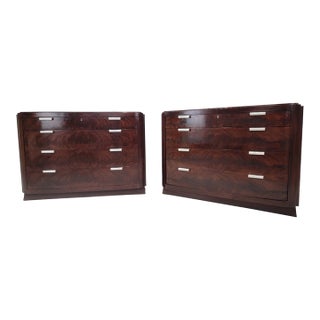 Art Deco Style Flame Mahogany Chests of Drawers by Ralph Lauren - Pair For Sale