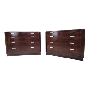 Art Deco Style Flame Mahogany Chests of Drawers by Ralph Lauren - Pair