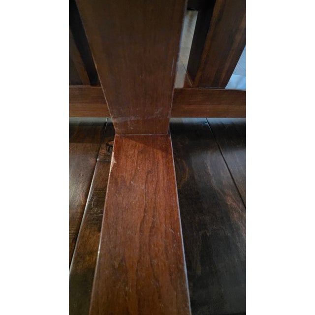1980s Ethan Allen Solid Cherry Wood Pedestal Extension Dining Table With Glass Top For Sale - Image 15 of 15